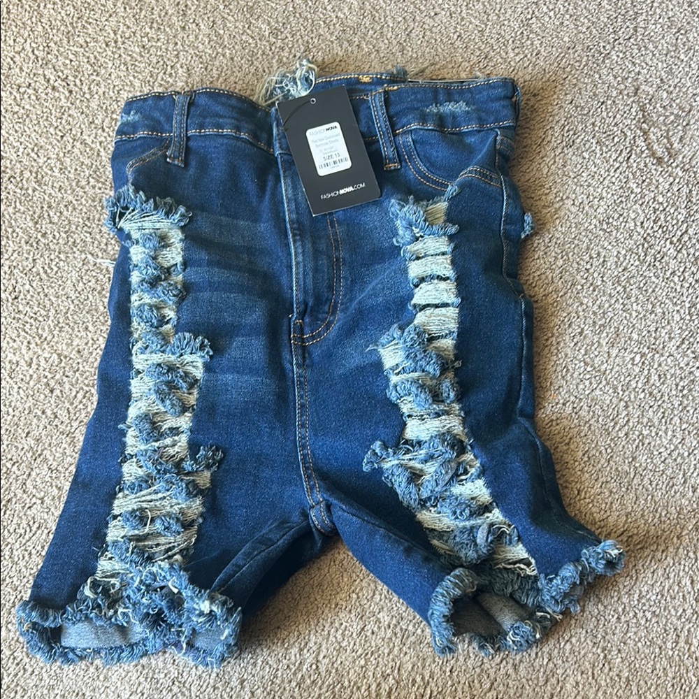 Fashion Nova Distressed Blue Jean Shorts
